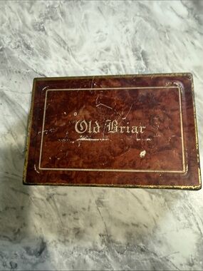 Vintage Old Briar Pipe Tobacco Tin Metal Advertising Box Tobacciana Collectible